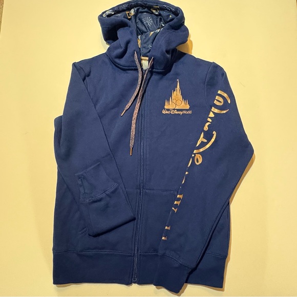 Walt Disney Tops - Disney World 50th Anniversary Zip Up Hoodie Fireworks Castle Navy XS